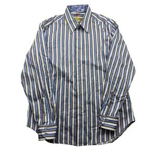 Robert Graham Striped Button‎ Down Shirt Long Sleeve Designer XL